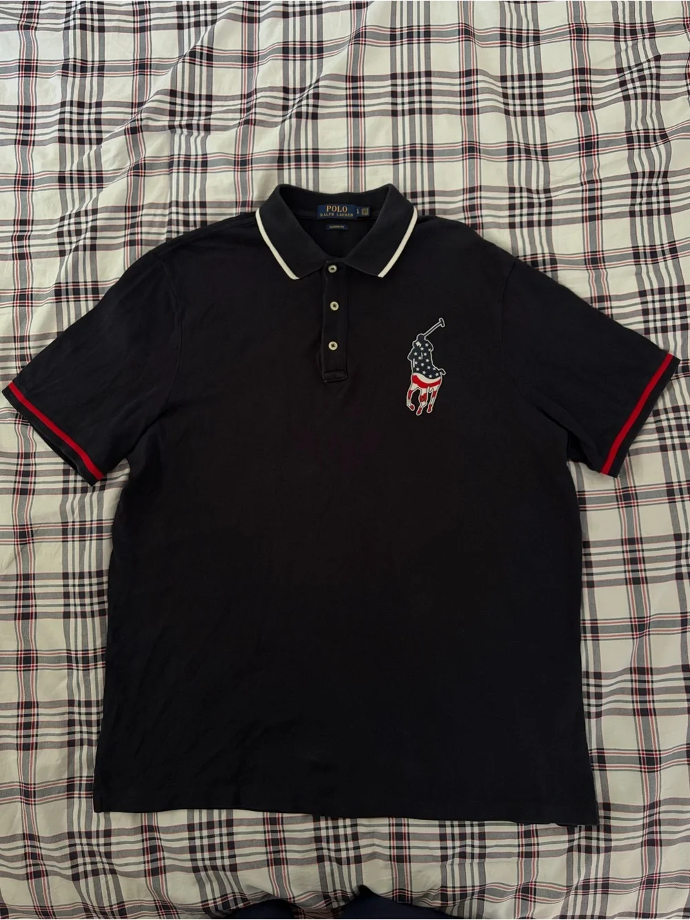 Ralph Lauren Men’s Navy Blue Polo with USA Polo Player Patch